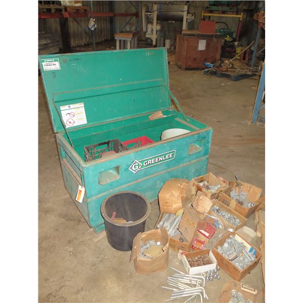 (S13) Greenlee 2448 23273 Storage Box & Contents: Hardware, etc