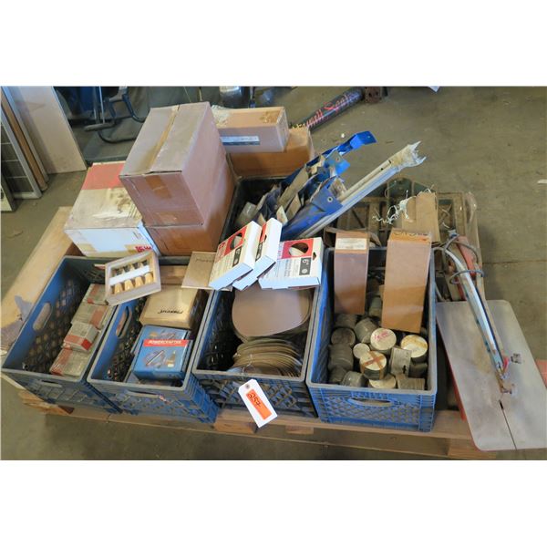 (S15) Contents of Pallet: Power & Hand Tools, Discs & Sheets, Hardware, etc