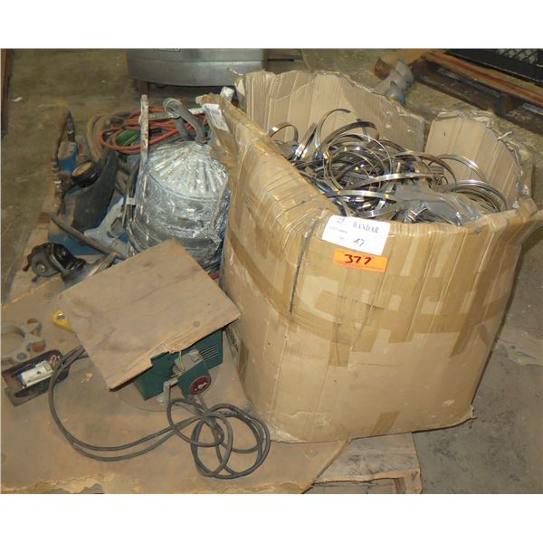 (S3) Contents of Pallet:  Metal Bands, Hardware, Cords, etc