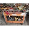 Image 1 : (S7) Rolling Cart & Contents:  Lights, Stands, Cords, etc