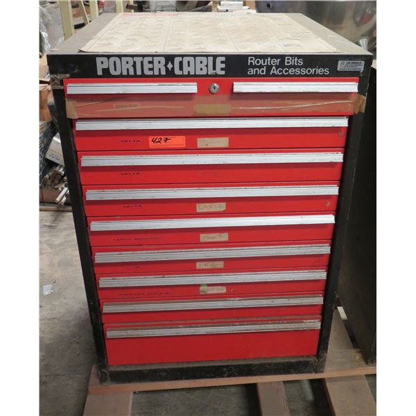 (S7) Porter-Cable Tool Chest Filled With Router Bits, Hardware, Accessories , etc