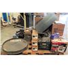 Image 1 : (S12) Contents of Pallet:  Porter-Cable Abrasive Rolls, Sentry Fire-Safe, 20S Water Heater,