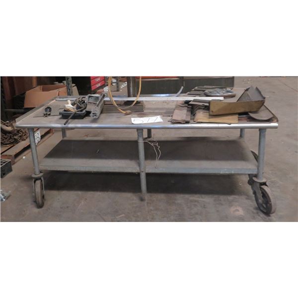 (S13) Metal Rolling Table w/ Undershelf 