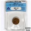 Image 1 : ND Lincoln Cent Strk by Cap Die MS63 BRN