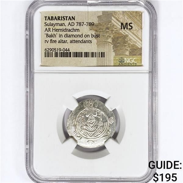 AD 787-789 Tabaristan AR Hemidrachm NGC MS