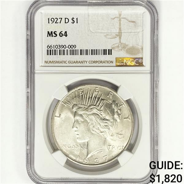 1927-D Silver Peace Dollar NGC MS64