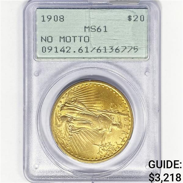 1908 $20 Gold Double Eagle PCGS MS61