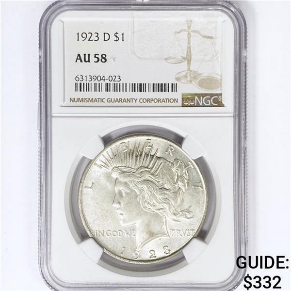 1923-D Silver Peace Dollar NGC AU58