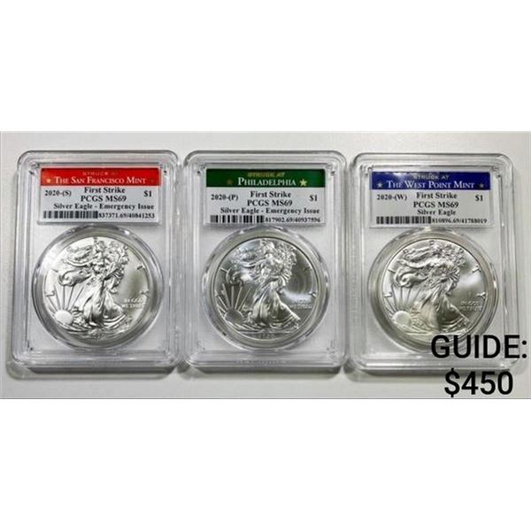 2020-P/S/W 3 Coin American Silver Eagle Set PCGS