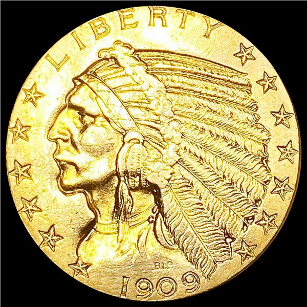 1909-D $5 Gold Half Eagle GEM BU