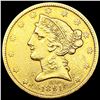 Image 1 : 1861 $5 Gold Half Eagle CLOSELY UNCIRCULATED