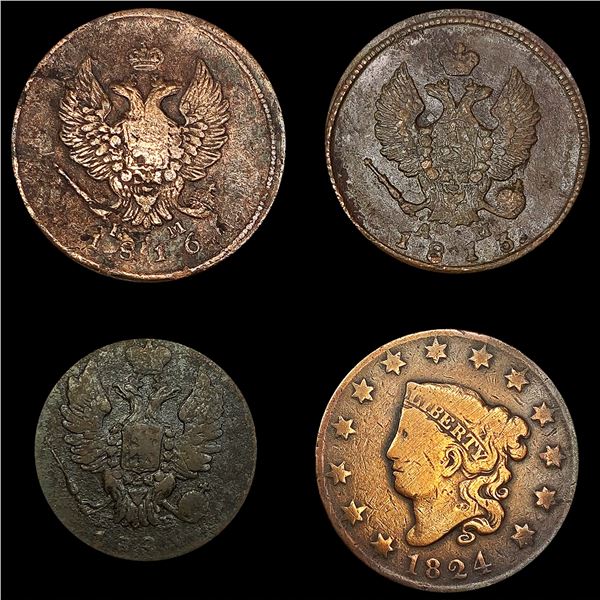 (4) Varied Coinage (1800, 1813, 1813, 1824) ABOUT