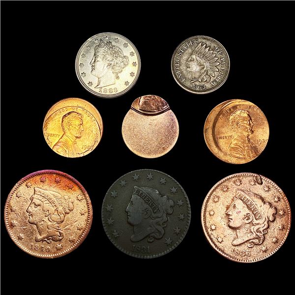 (8) Varied US Coinage (1831, 1836, 1840, 1863, 188