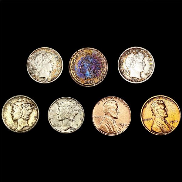 (7) Varied US Coinage (1881, 1902, 1903, 1914, 191