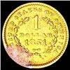 Image 2 : 1851 T1 Gold Dollar on Ribbon CLOSELY UNCIRCULATED