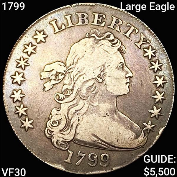 1799 Large Eagle Draped Bust Dollar NEARLY UNCIRCU