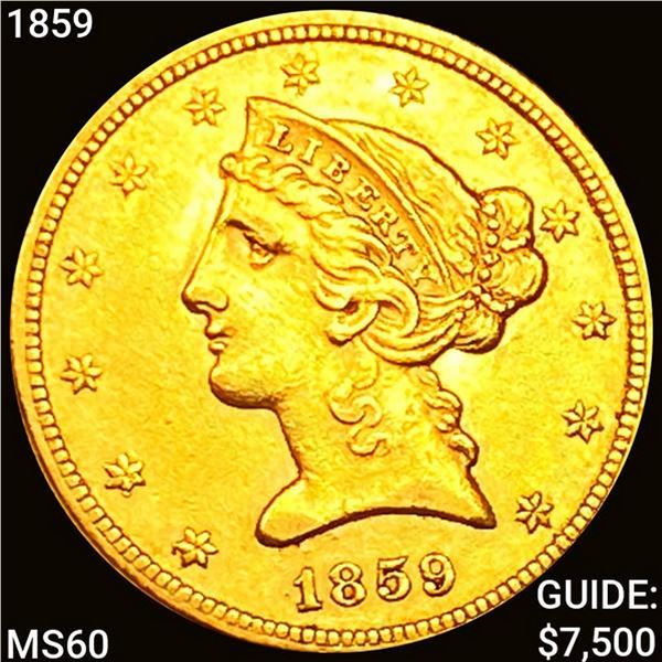 1859 $5 Gold Half Eagle UNCIRCULATED