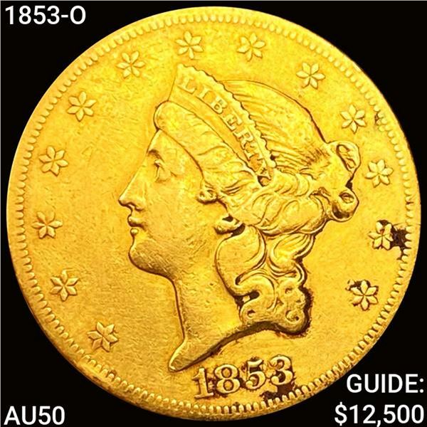 1853-O $20 Gold Double Eagle CLOSELY UNCIRCULATED