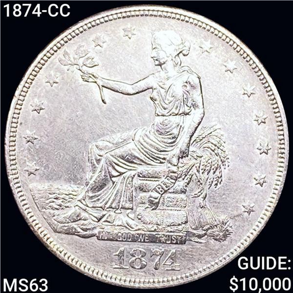 1874-CC Silver Trade Dollar CHOICE BU