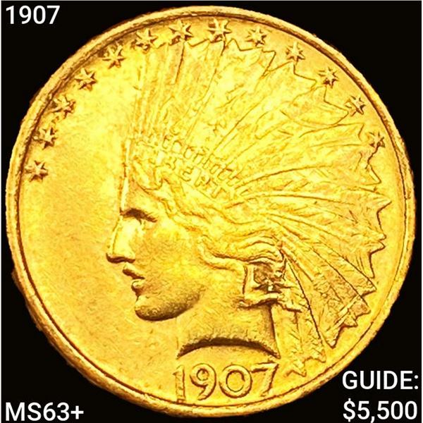 1907 $10 Gold Eagle UNCIRCULATED +