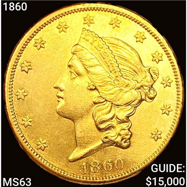 1860 $20 Gold Double Eagle CHOICE BU
