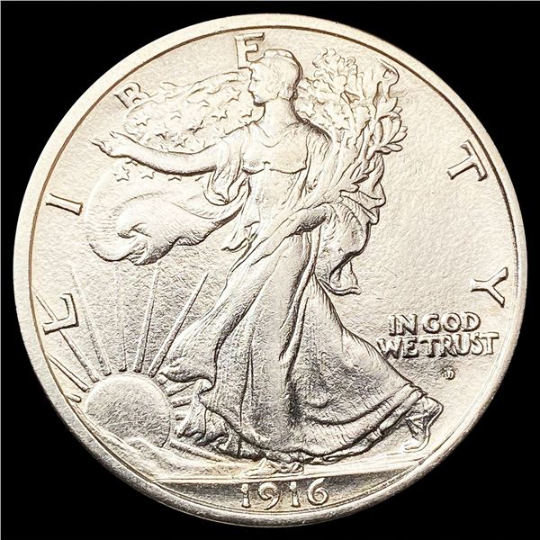1916-D Walking Liberty Half Dollar CHOICE AU