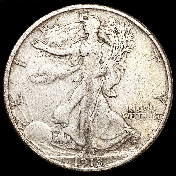 1918-S Walking Liberty Half Dollar NEARLY UNCIRCUL