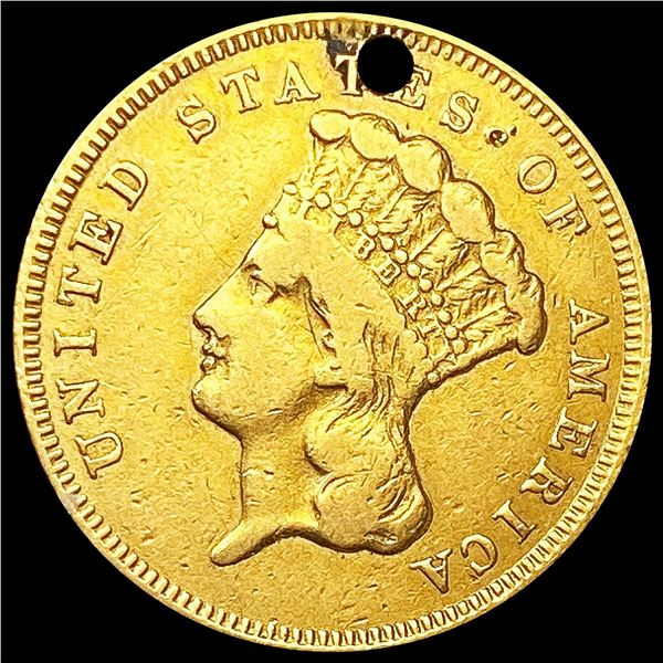 1857-S $3 Gold Piece ABOUT UNCIRCULATED