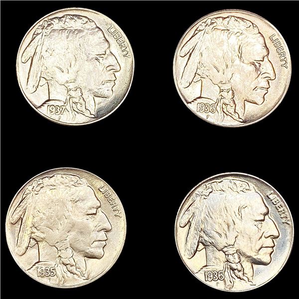 (4) Buffalo Nickels (1935-S, 1936, 1936-S, 1937) U