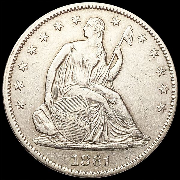 1861 Seated Liberty Half Dollar CLOSELY UNCIRCULAT
