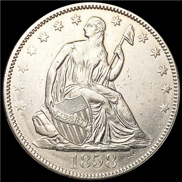 1858 Seated Liberty Half Dollar CLOSELY UNCIRCULAT