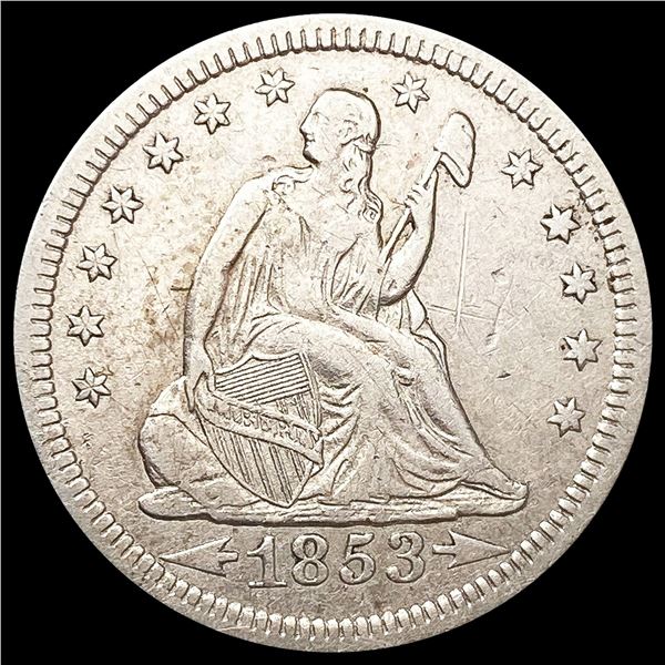 1853 Arws & Rays Seated Liberty Quarter LIGHTLY CI