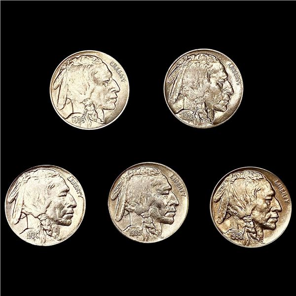 (5) Buffalo Nickels ((2) 1929, 1930, 1935-S/S, 19