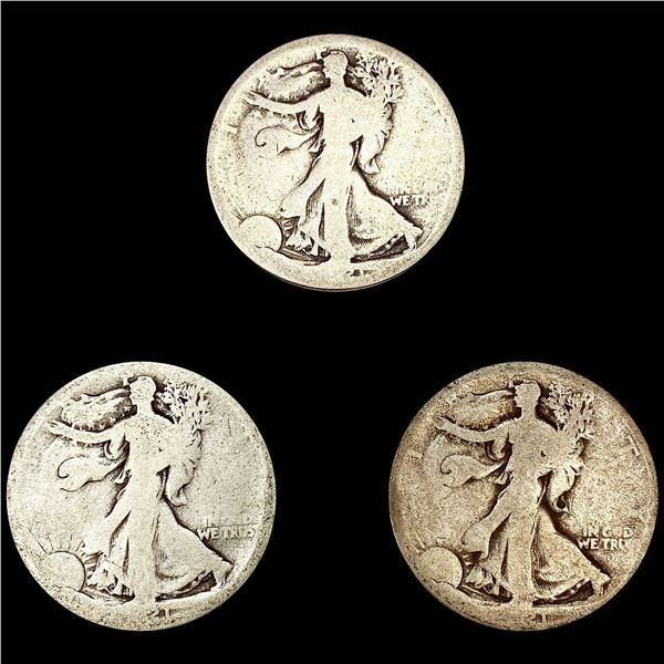 (3) 1921-S Walking Half Dollars NICELY CIRCULATED