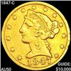 Image 1 : 1847-C $5 Gold Half Eagle CLOSELY UNCIRCULATED