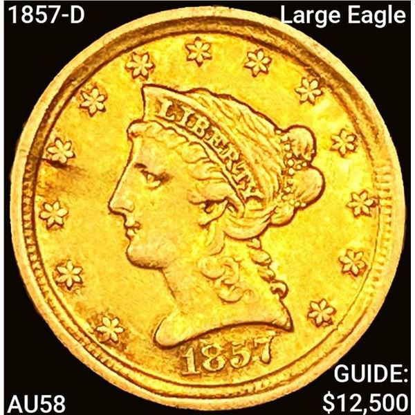 1857-D $2.50 Gold Quarter Eagle CHOICE AU