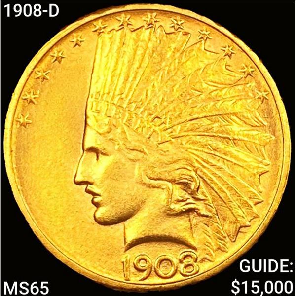 1908-D $10 Gold Eagle GEM BU