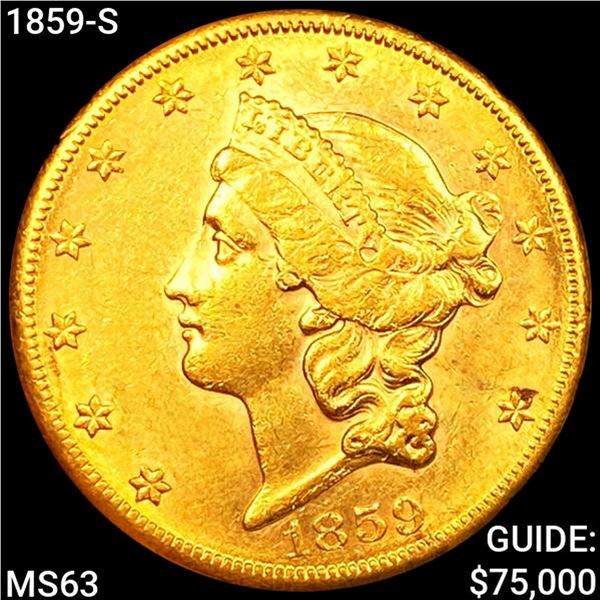 1859-S $20 Gold Double Eagle UNCIRCULATED