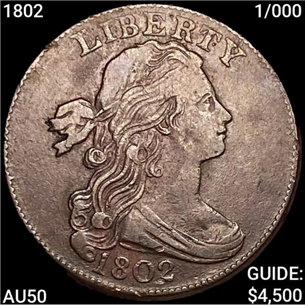1802 1/000 Draped Bust Cent CLOSELY UNCIRCULATED