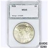 Image 1 : 1925 Silver Peace Dollar PCI MS65