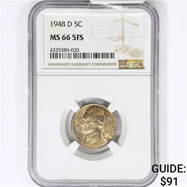 1948-D Jefferson Nickel NGC MS66 5FS