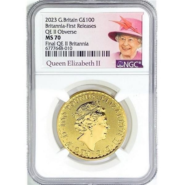 2023 Queen 1 oz Gold Britannia NGC MS70