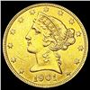 Image 1 : 1901 $5 Gold Half Eagle UNCIRCULATED