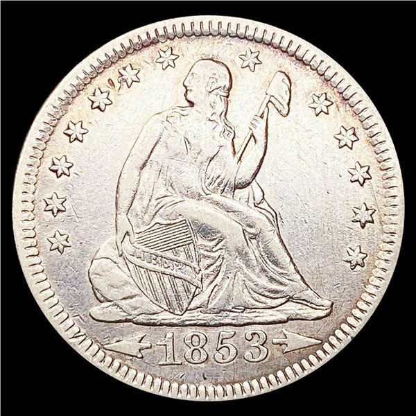 1853 Arws & Rays Seated Liberty Quarter CLOSELY UN