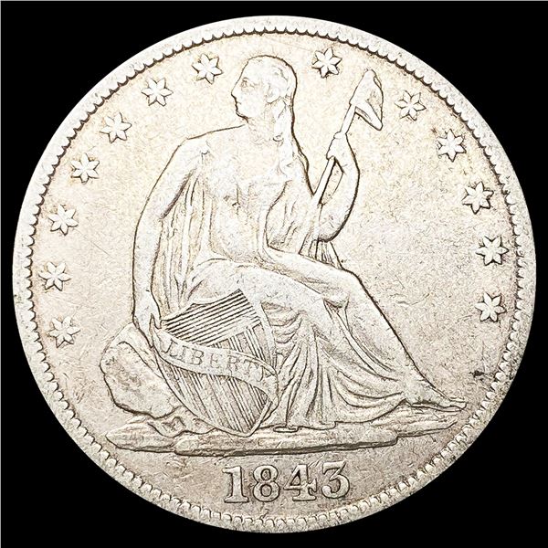 1843 Seated Liberty Half Dollar LIGHTLY CIRCULATED