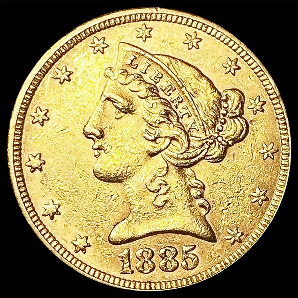 1885 $5 Gold Half Eagle UNCIRCULATED