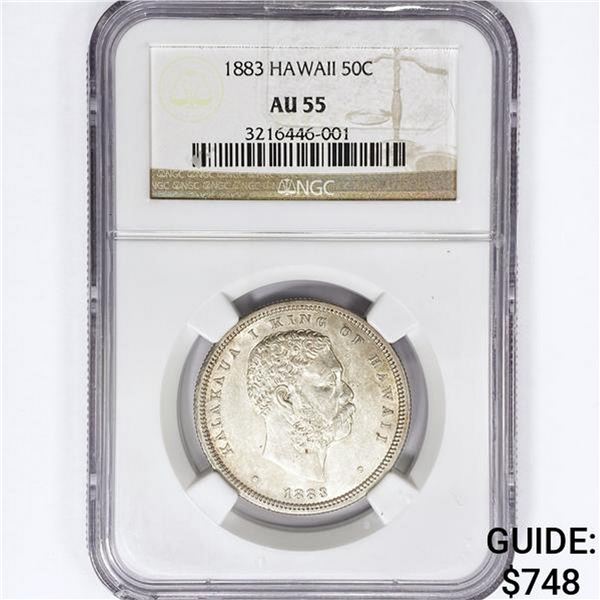 1883 Kingdom of Hawaii Half Dollar NGC AU55