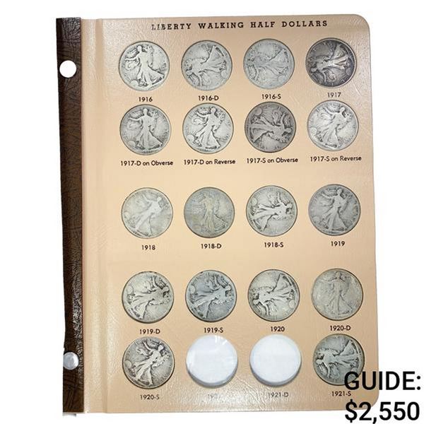 1916-1947 Lib walk 1/2 dollar book (62 coins)