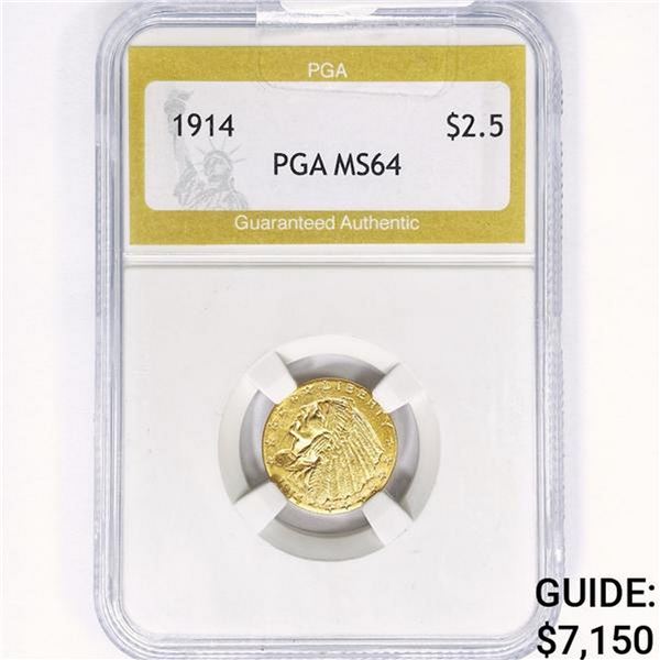 1914 $2.50 Gold Quarter Eagle PGA MS64