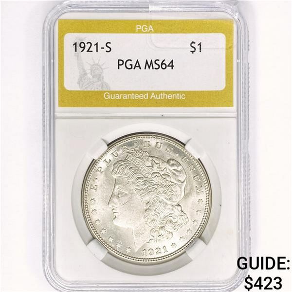 1921-S Morgan Silver Dollar PGA MS64